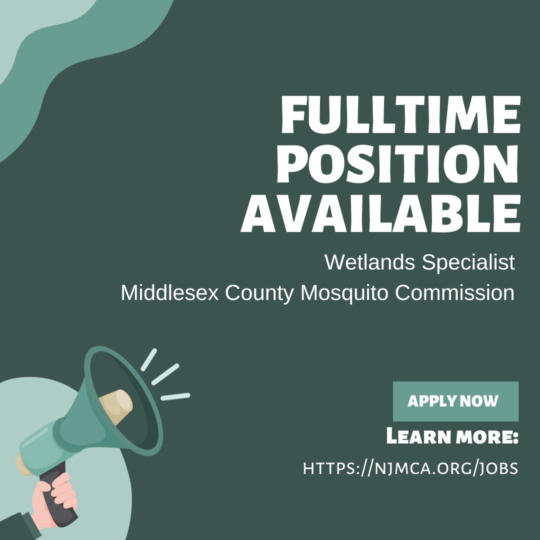 Middlesex County has an opening for a Wetland Specialist! For more information check out the job posting on our website, link below and in bio! #NJjobs #MosquitoControl #NJMCA

njmca.org/jobs