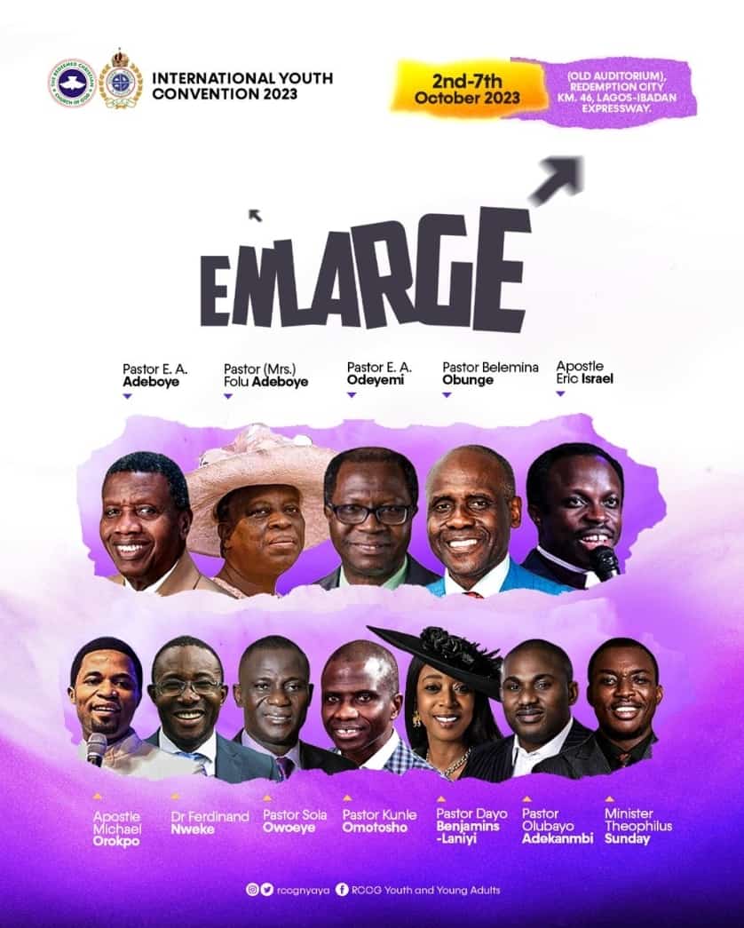 pdanielolawande's tweet photo. RCCG International Youth Convention is here 

October 2nd 7th 2023

Redemption City 

Don't miss it https://t.co/XOlWdmCrSX