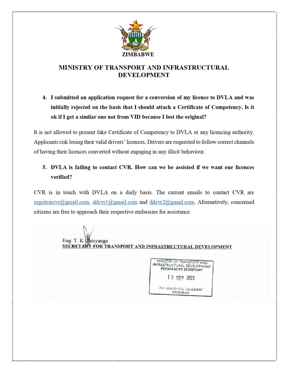 Ministry of Transport - Zimbabwe tweet media