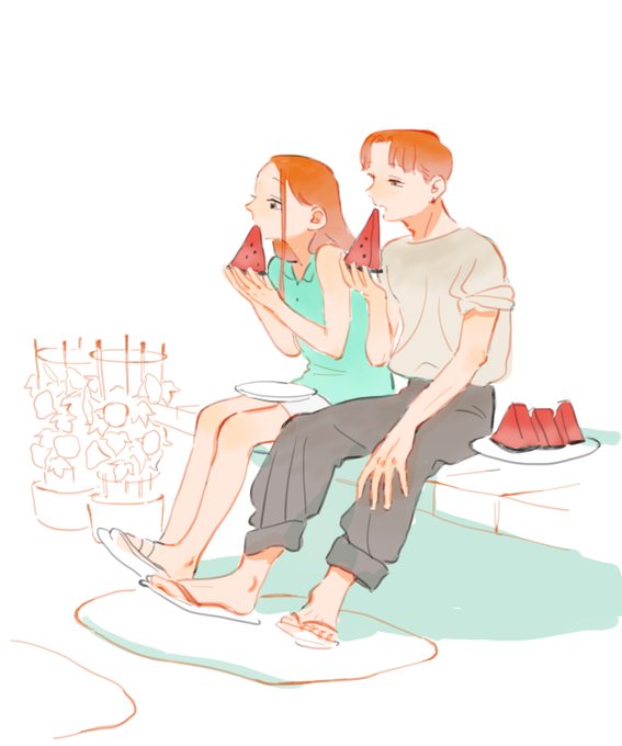 「eating watermelon」 illustration images(Latest)