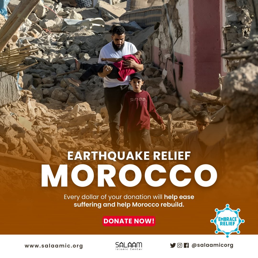 NeiccNet's tweet photo. 🇲🇦 Morocco Earthquake relief

Our hearts go out to those affected by the earthquake in Morocco. May Allah grant patience and strength to the bereaved families.

We urge you to 𝗱𝗼𝗻𝗮𝘁𝗲 𝗻𝗼𝘄 and support the people of Morocco today. 

➜ https://t.co/qv9SloDnJu… https://t.co/VY5WPDmJIS