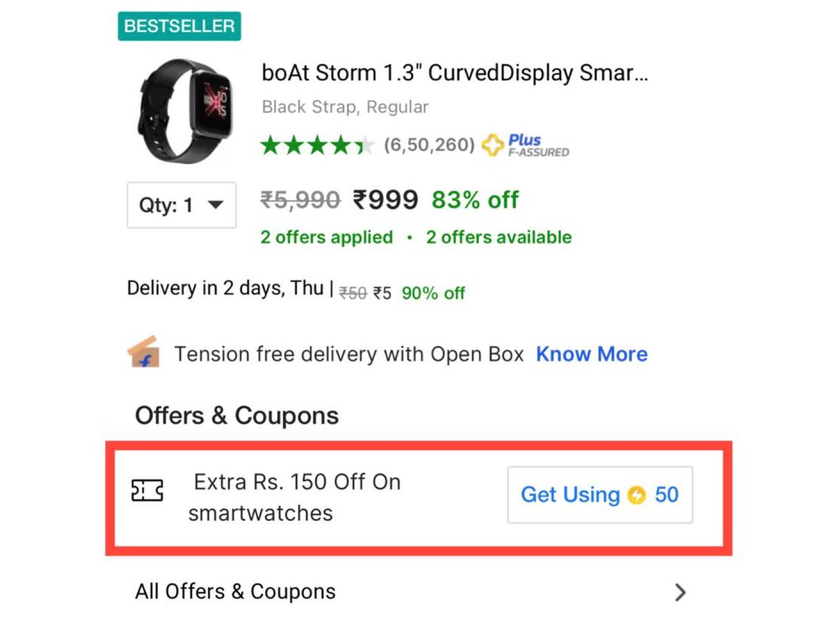 boAt Storm - Smartwatch

at Rs.999 💥

Link: fkrt.it/akC7QguuuN

👉🏿 Extra Rs.150 Off Using 50 Supercoins