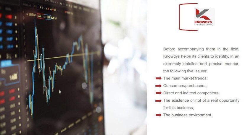 MARKET AND OPPORTUNITY STUDIES

Before accompanying them in the field, Knowdys helps its customers to identify, in an extremely detailed and precise manner, the five following issues.

#Knowdys #EconomicIntelligence #marketstudy #AfricanMarkets #businessintelligence