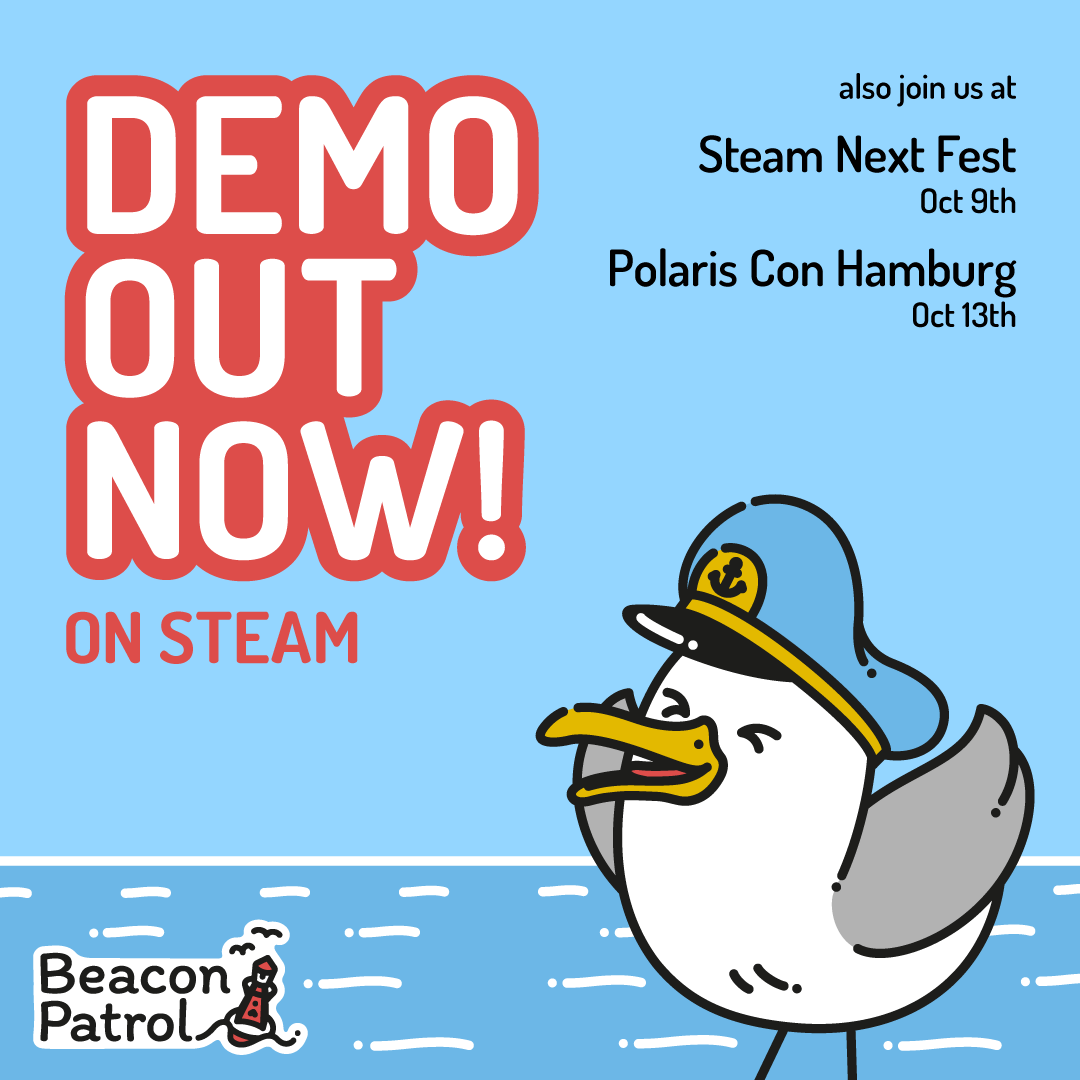 ShapesAndDreams's tweet photo. The #BeaconPatrol demo is out now on Steam 🤩🤩🤩

Download right away and explore the North Sea costs with its striped lighthouses and cheerful seagulls 😄

https://t.co/YSamQRy5iD

Also join us at Steam Next Fest and @PolarisCon_ in Hamburg 🌟

#boardgames #indiegame #gamedev https://t.co/U3SjyDmHli