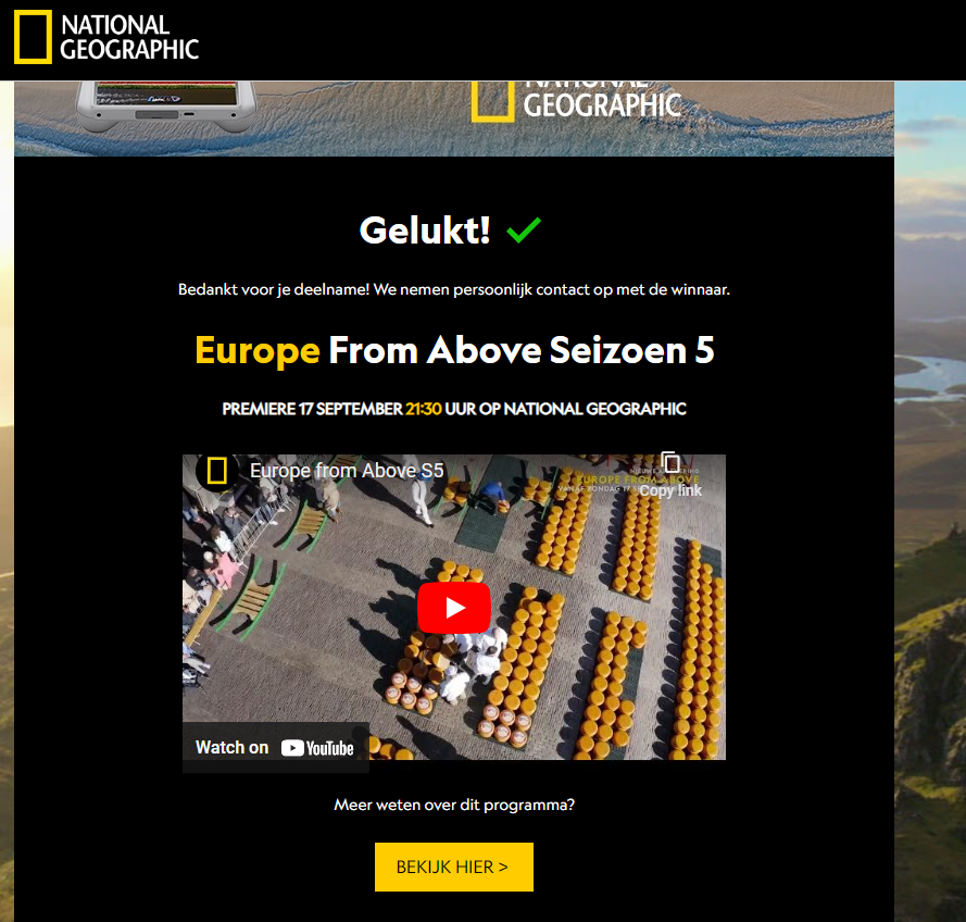 Ik raak in de war <a href="/NatGeo/">National Geographic</a>. Wanneer start seizoen 5 van Europe from Above? In de tvgids van KPN staat dat 17-09 aflevering 4 is. Maar jullie noemen zelf dat als startdatum?