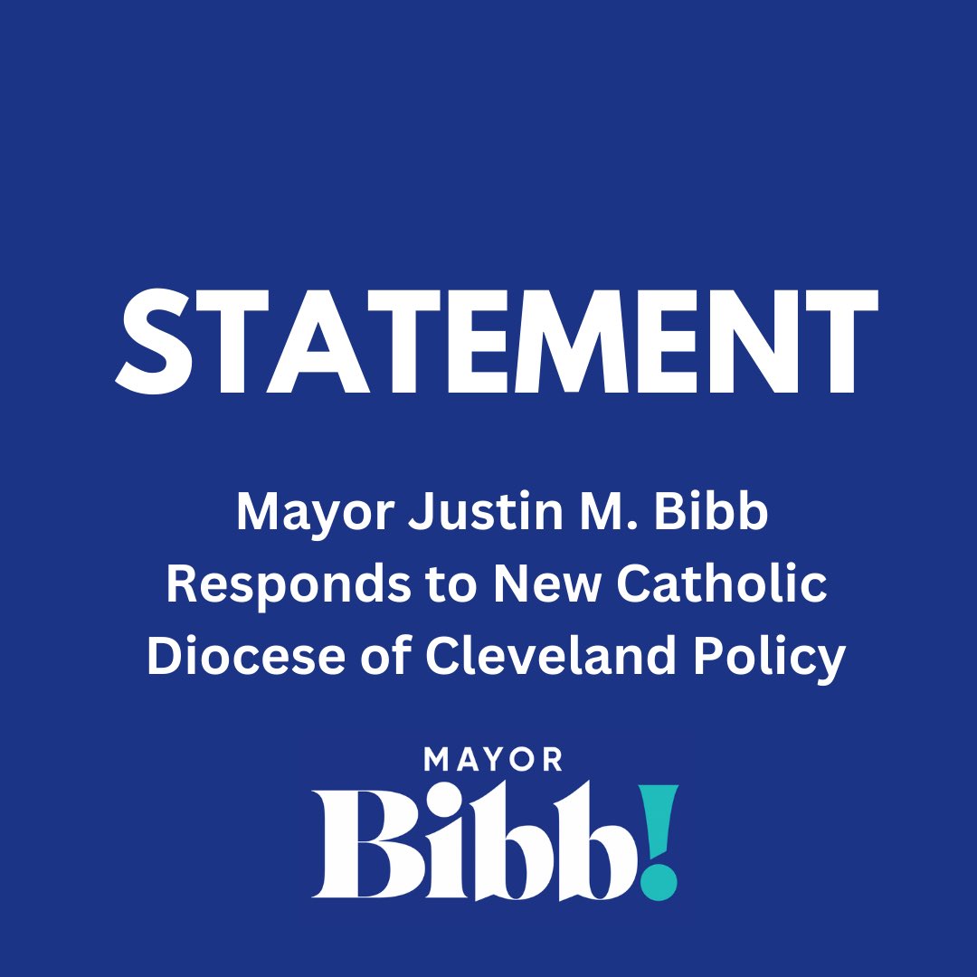 JustinMBibb's tweet photo. As a Christian, the new Catholic Diocese of Cleveland anti-LGBTQ+ policy is a shocking betrayal of the Church teachings that have shaped who I am today. 

Read my statement below👇🏾 https://t.co/rYU07h1qqb