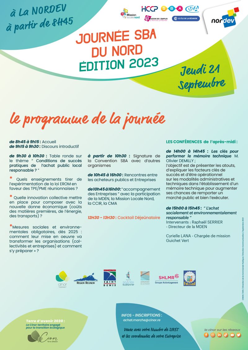 📣 𝗟𝗲 𝗦𝗕𝗔 𝗲𝘁 𝗹𝗮 𝗖𝗶𝗻𝗼𝗿 𝗼𝗿𝗴𝗮𝗻𝗶𝘀𝗲𝗻𝘁 𝗹𝗮 𝗷𝗼𝘂𝗿𝗻𝗲́𝗲 𝗱𝘂 𝘁𝗲𝗿𝗿𝗶𝘁𝗼𝗶𝗿𝗲 𝗡𝗼𝗿𝗱 !

📆 RDV Jeudi 21 septembre dès 8h45
📍 À la Nordev

👉 Pour en savoir plus, découvrez le programme ci-dessous