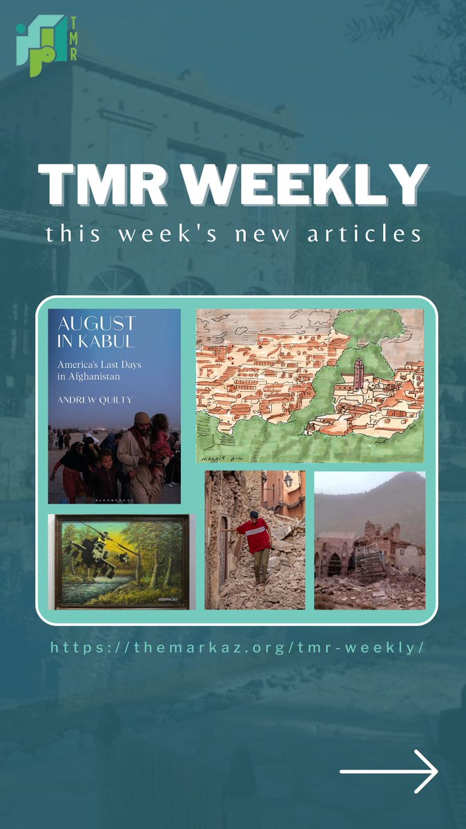 The Markaz Review is @markaz-review.bsky.social (@themarkazreview) on Twitter photo Visit the link in our bio to read this week's articles from <a href="/robinjcmillar/">Robin Millar</a>, @SahraOuld, @aomar_boum, <a href="/sarahastein/">sarah abrevaya stein</a>, <a href="/MichaelSctMoore/">Michael Scott Moore</a>, <a href="/andrewquilty/">Andrew Quilty</a> and learn how you can help with earthquake relief in Morocco.
#tmrweekly #newarticles #morocco #earthquake #iraqwar #afghanistan Visit the link in our bio to read this week's articles from <a href="/robinjcmillar/">Robin Millar</a>, @SahraOuld, @aomar_boum, <a href="/sarahastein/">sarah abrevaya stein</a>, <a href="/MichaelSctMoore/">Michael Scott Moore</a>, <a href="/andrewquilty/">Andrew Quilty</a> and learn how you can help with earthquake relief in Morocco.
#tmrweekly #newarticles #morocco #earthquake #iraqwar #afghanistan