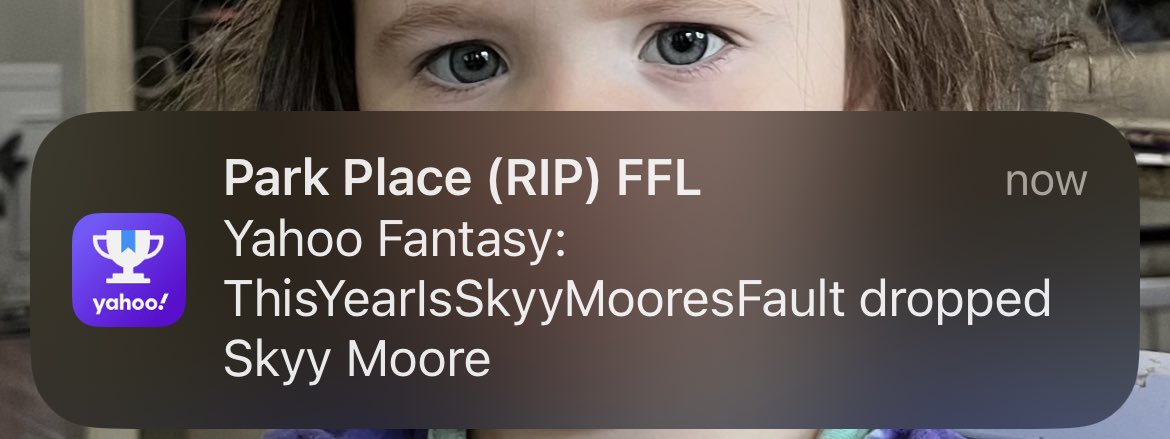 JZThrashNole's tweet image. Still Skyy Moore’s fault. #fantasyfootballproblems