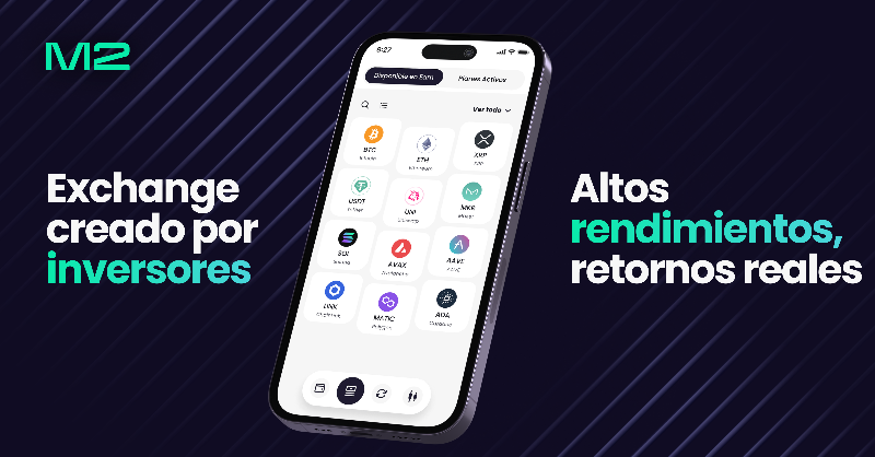 M2Exchange's tweet photo. Presentamos M2. La mejor plataforma de inversión en activos digitales, próximamente. Síguenos para estar al día de todas nuestras noticias.