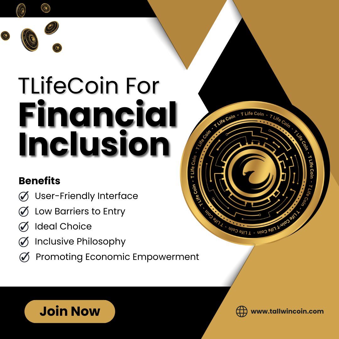 Experience a user-friendly interface, low barriers to entry, and an inclusive philosophy. Make TLifeCoin your ideal choice for a brighter financial future. 
#tlifecoin #financialinclusion #empowerment #cryptoforall #accessiblefinance