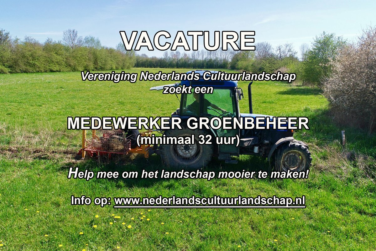 VACATURE: Wij zijn op zoek naar een Medewerker Groenbeheer (minimaal 32 uur)! Werken in de buitenlucht voor een erkend goed doel om het landschap mooier te maken, is dat iets voor jou? Neem dan contact op! nederlandscultuurlandschap.nl/vacature-wij-z…