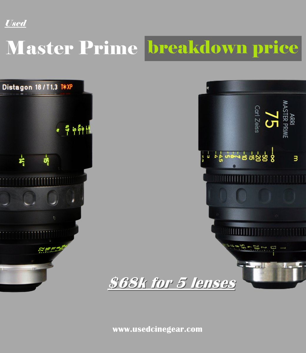 usedcinegear's tweet photo. 𝗕𝗿𝗲𝗮𝗸𝗱𝗼𝘄𝗻 𝗣𝗿𝗶𝗰𝗲: Used Arri/Zeiss Master Prime 5 Lenses only $68k!

Contact @usedcinegear rite now📞
————————————————
#usedcinegear #usedmasterprime #masterprime #arrilens #zeisslens #cinemalens #usedlens #preownedlens #lensforsale #lens #cinema #film #video https://t.co/sdHFxC24FG