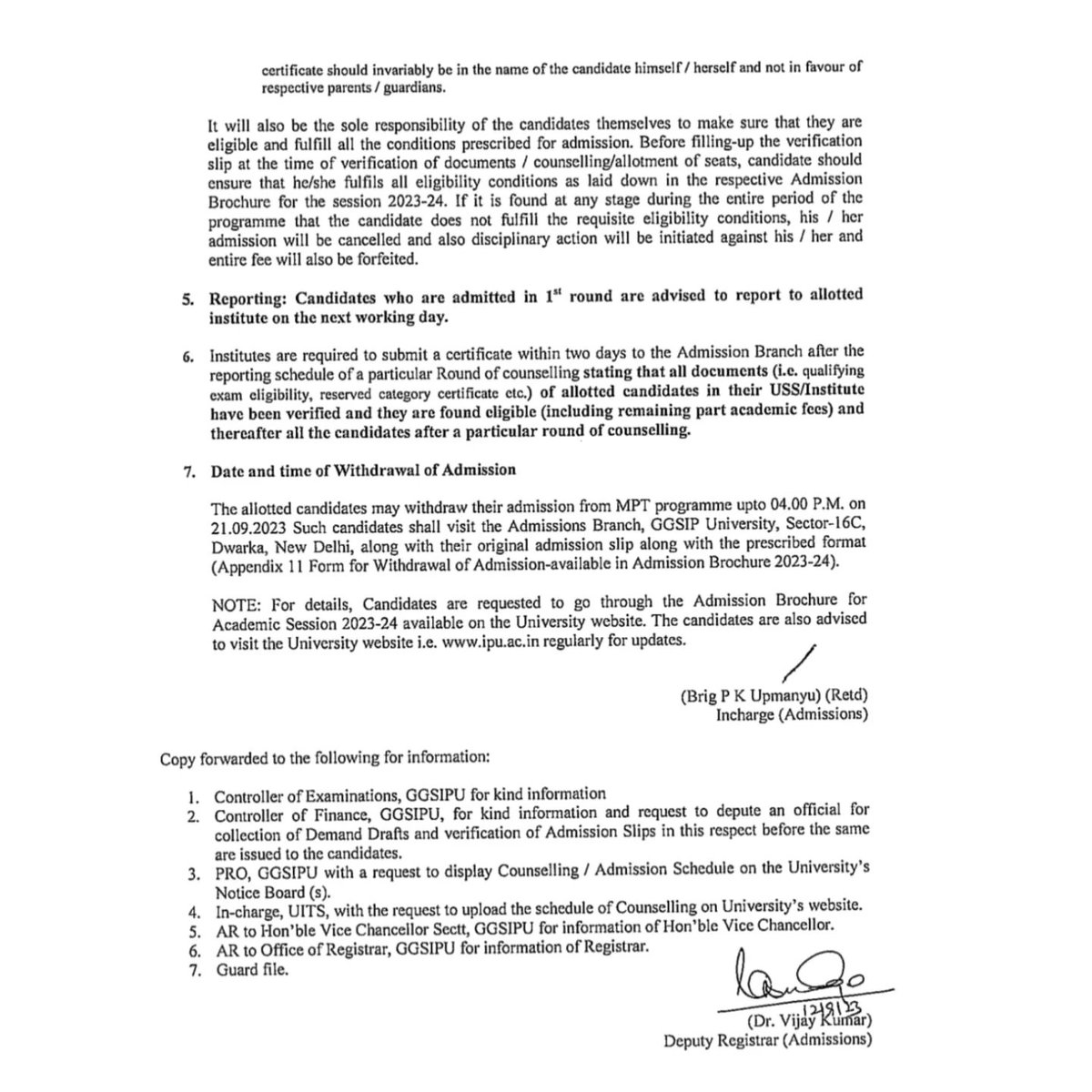 BanarsidasP's tweet image. Extended schedule for online registration for filling up of vacant seats after exhausting merit list of CET on basis of CUET during academic session 2023-2024 &amp;amp; schedule for fee submission of registration fee. For more info contact ipu.ac.in 7065234623 #ggsipu #bcip