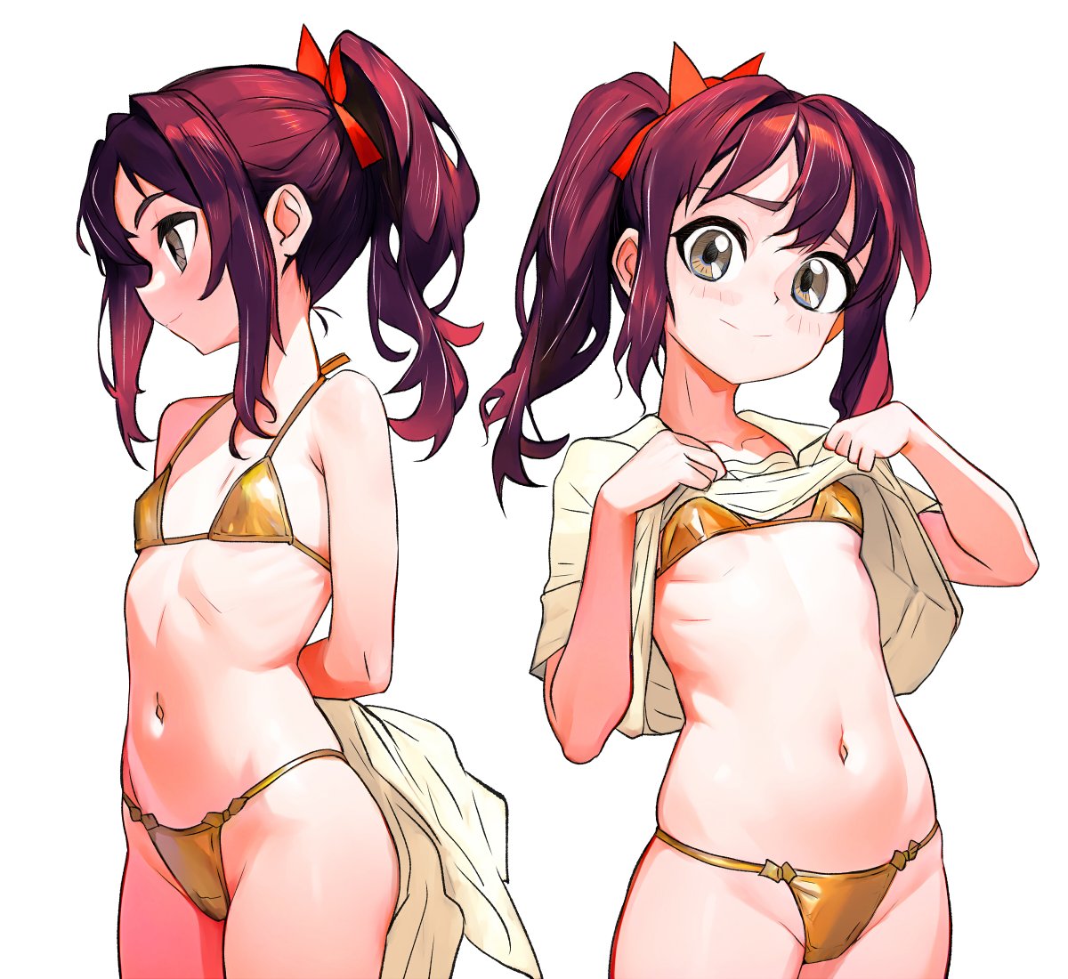 #夏が終わりそうだし今年描いた水着絵を貼ろう
今年のMB絵は金ビキニばかり描いてました(金ビキニすき) 