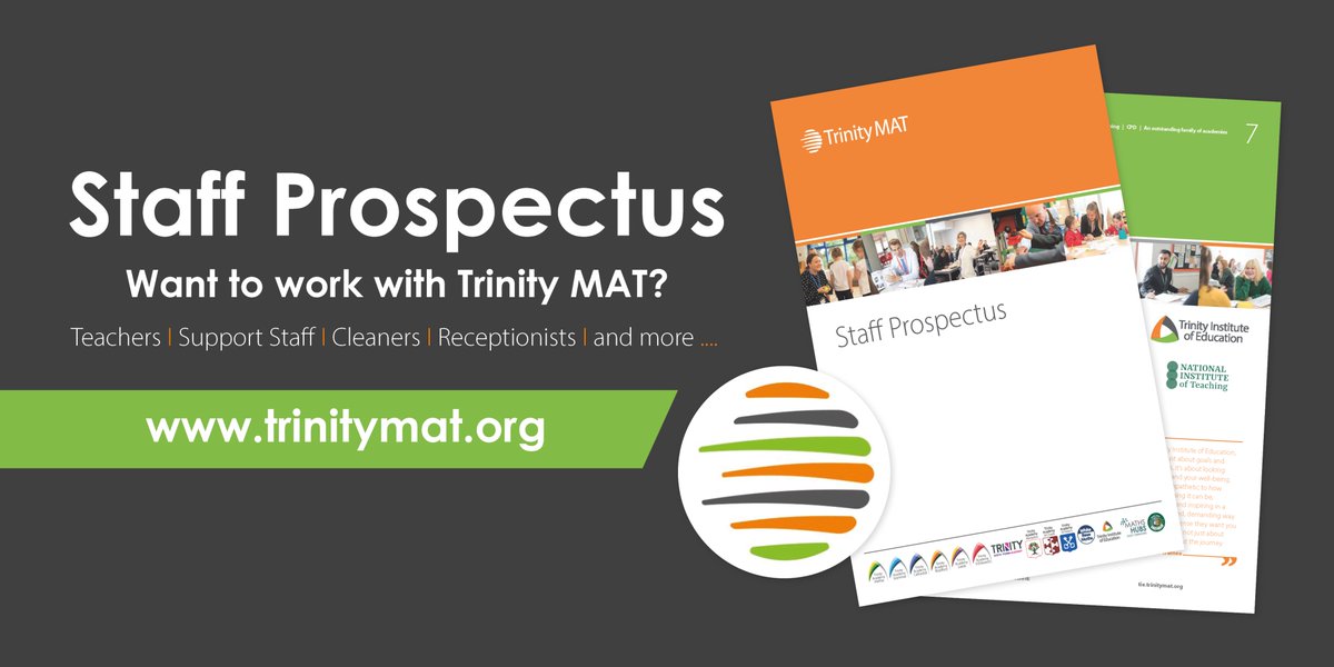 Want to work with Trinity MAT? 💚👀 Take a look at our Staff Prospectus to hear more about our 10 academies ➡️ rb.gy/d8ydr 

From teaching positions to support staff, receptionists, and cleaners, we have a great range of opportunities 🤩✨#Yorkshire #Jobs #Schools
