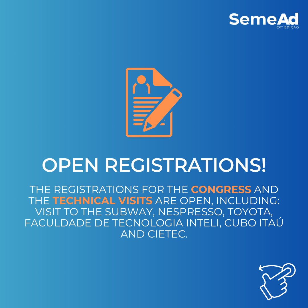 seme_ad's tweet photo. The registrations for the Congress and the Technical Visits are open now! 📢

📌 Registration period for approved works: 12/9 a 28/09
📌Registration period for attendees: 12/09 a 30/10

Access our official website: https://t.co/06mwJ6wUPu https://t.co/DsDN0d1fbJ