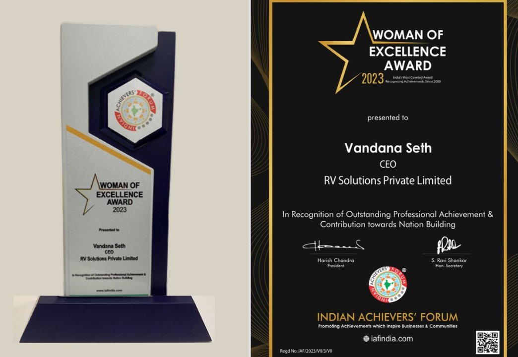 rvsolutionsonl's tweet photo. We are proud to share that "Indian Achievers Forum" has honoured our CEO, Vandana Seth, with the "Woman of Excellence Award 2023" in recognition of her outstanding professional achievements and her contributions towards nation building.
#rvsolutions #vandanaseth #businessleaders https://t.co/sMA37WpAv7
