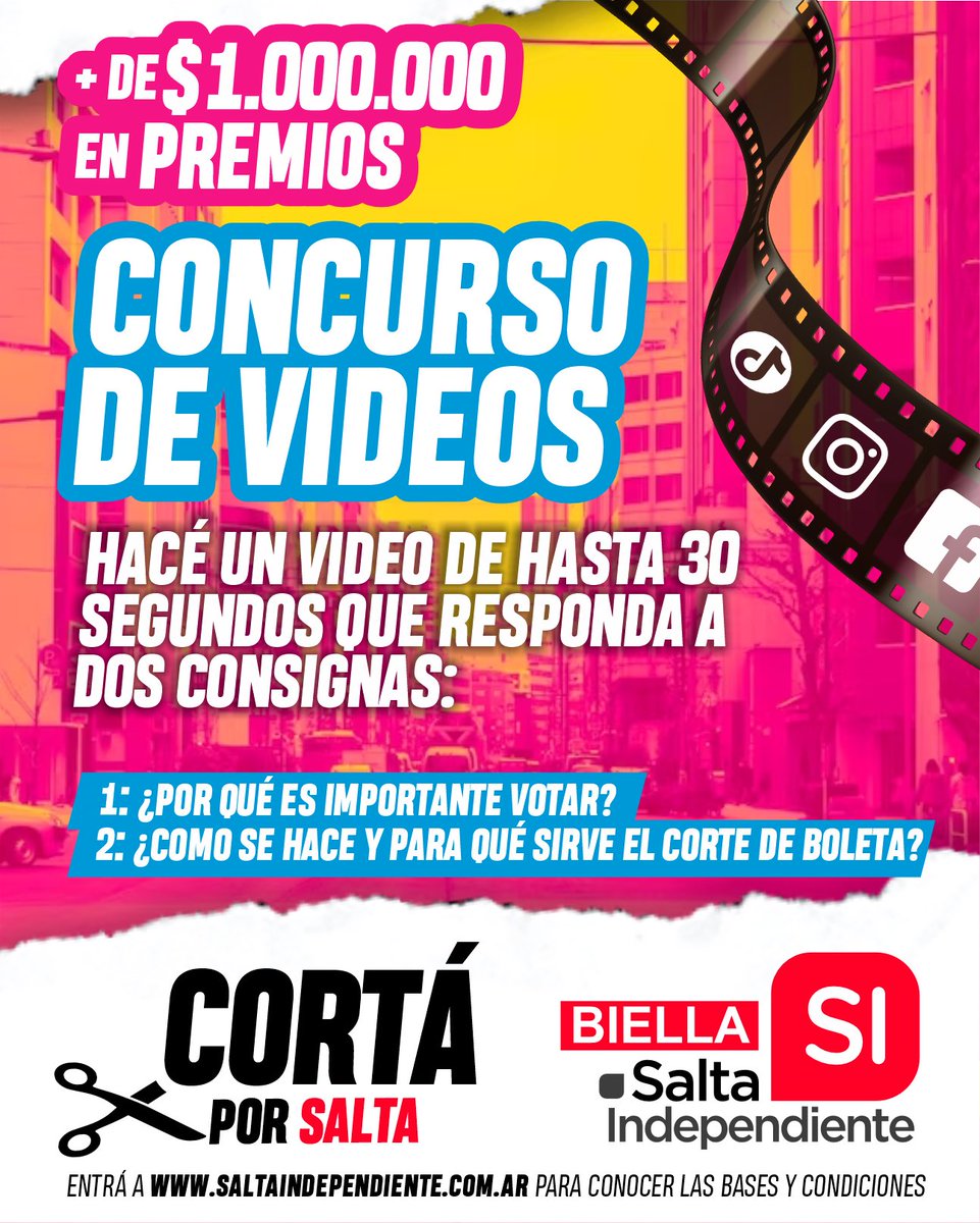 La idea es alentar la participación electoral frente al bajo acatamiento a las PASO y concientizar sobre la posibilidad del corte de boleta: el 95% de los salteños no sabe que puede cortar y votar por categorías! #CortáporSalta