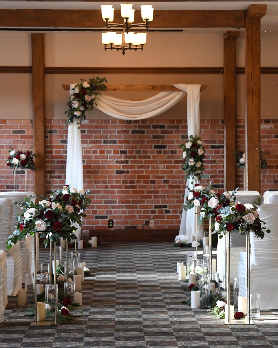 We created a beautiful ceremony aisle for the marrying couple to walk down. Later the tall floral arrangements were used as guest table centrepieces.
Photo: Haskell Photography 

#weddingceremony #ceremonydecor #ceremonybackdrop #ceremonyflowers #arbour #woodenarbour #hamiltonwed