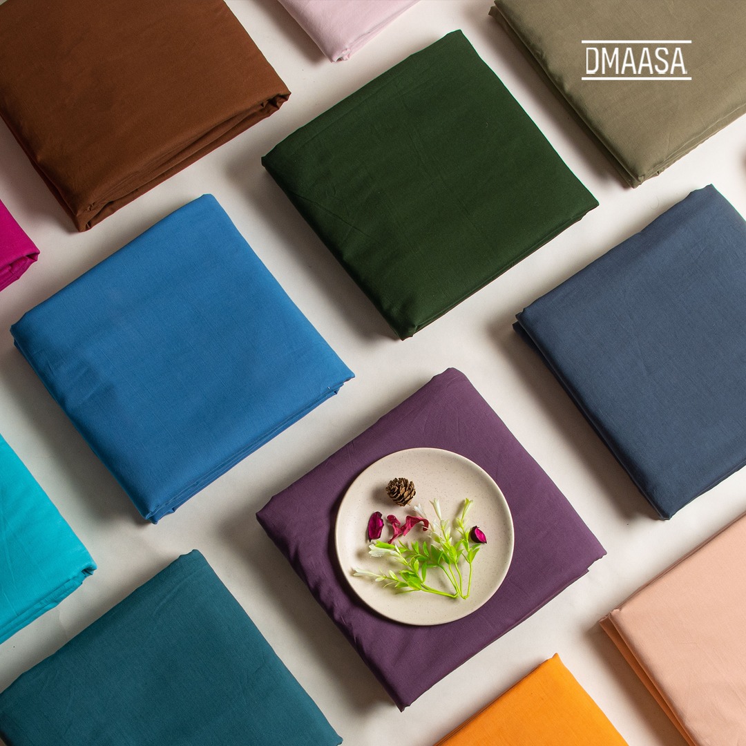 The solid fabric's vibrant palette is intriguing to the nation's history and heritage. You can find the perfect representation of yourself in our detailing selection.

#dmaasain #dmaasa #dmaasaprints #fabrics #fabriccollection #naturaldyes
#handblockprint #purecottonfabric