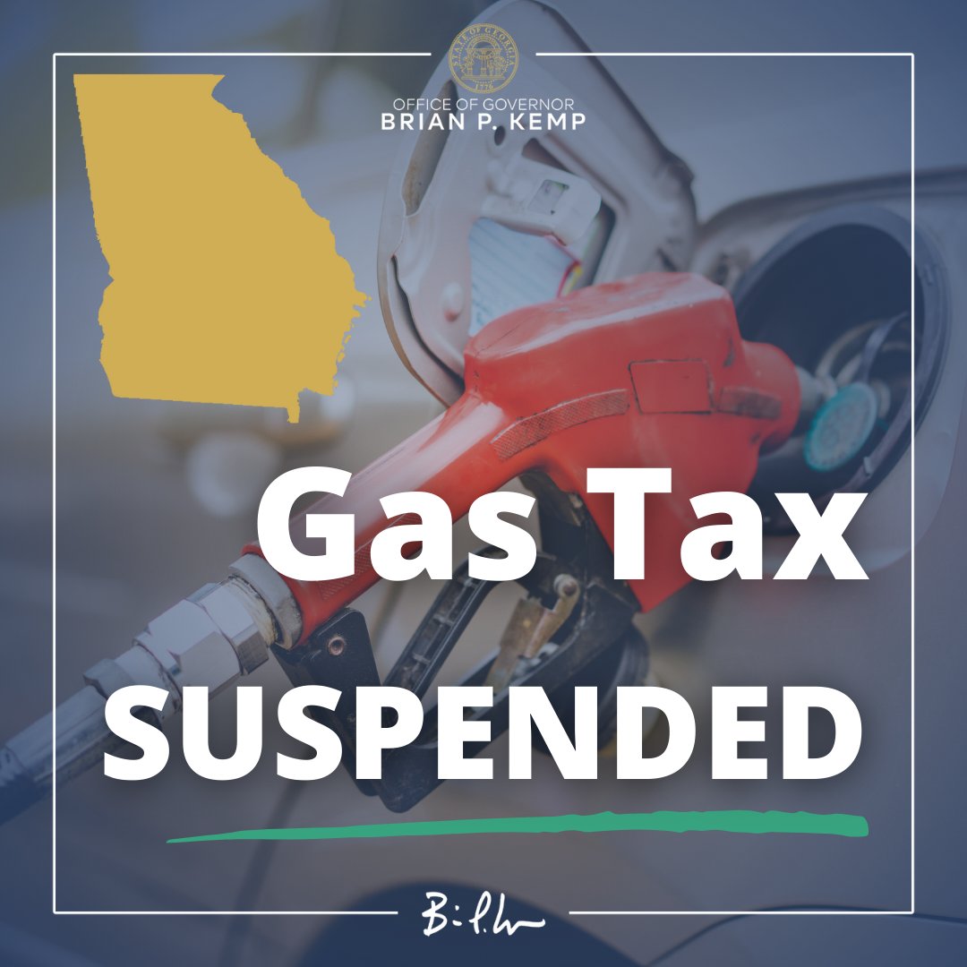 GovKemp's tweet image. Today, I signed an Executive Order suspending the state gas tax, because hardworking Georgians deserve real relief from the disastrous effects of Bidenomics.

Read more here: madmimi.com/p/aebf371/