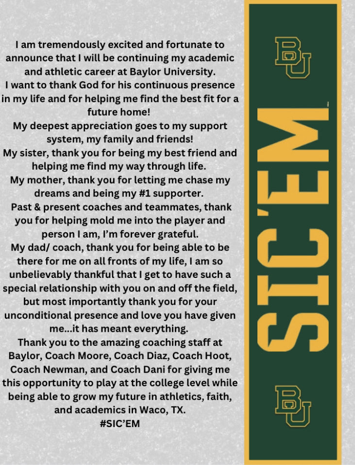 OBuettner33's tweet photo. BEARly getting started…SIC’EM!!!
💚🐻💛 
#SicEm #committed #BUettner
@BaylorSoftball @BUMoore @BUcoachNewman @coach_diaz22 @JohniganSteve @dprice377 

@dtitanssoftball @DRyansoftball 
@Coach_Buettner https://t.co/vGlGT6sVHG