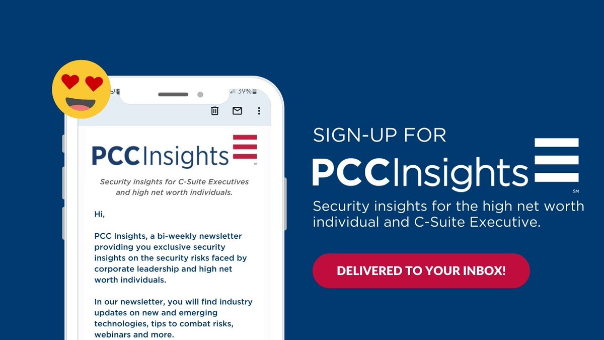 slifrieri's tweet image. Addressing your unique security needs, PCC Insights, a bi-weekly newsletter offering security insights for high-net-worth &amp;amp; C-Suite pros. Stay ahead with PCC Insights. Subscribe now: 1l.ink/WJH7TCK #SecurityInsights #SecurityNews #SecurityNewsletter