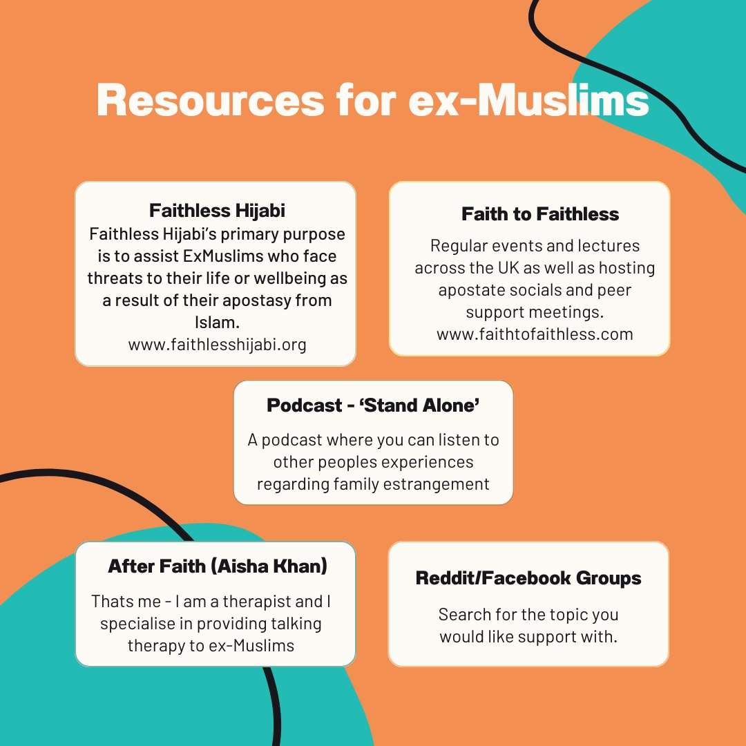 AfterFaith_'s tweet photo. A lot of these are UK based and there seems to be very few services available for ex-Muslims. If anyone is aware of other useful services for ex-Muslims (any country) please share with me 🙏🏽 #exmuslim https://t.co/mCaaifJZx9