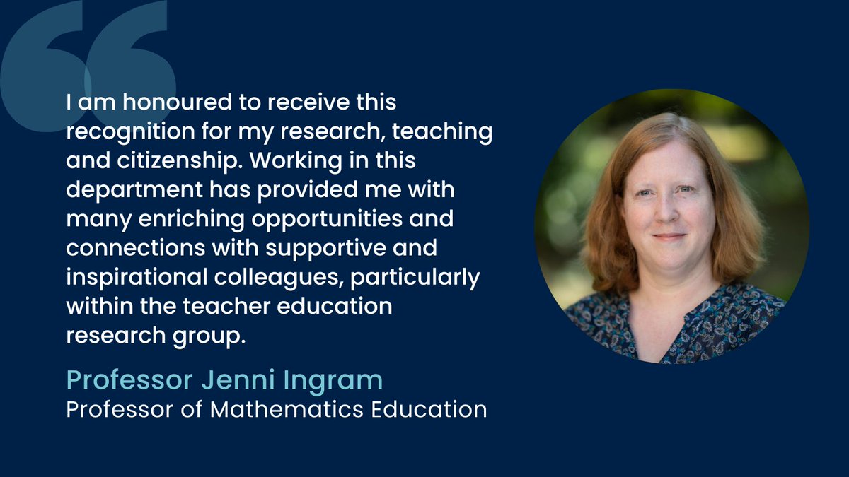 Congratulations to Professor Jenni Ingram (<a href="/IngramJenni/">Prof. Jenni Ingram 🎗️</a>) on becoming a full Professor of Mathematics Education in this year's Recognition of Distinction Scheme! 👏🎉 <a href="/UniofOxford/">University of Oxford</a> <a href="/oxsocsci/">OxfordSocialSciences</a>