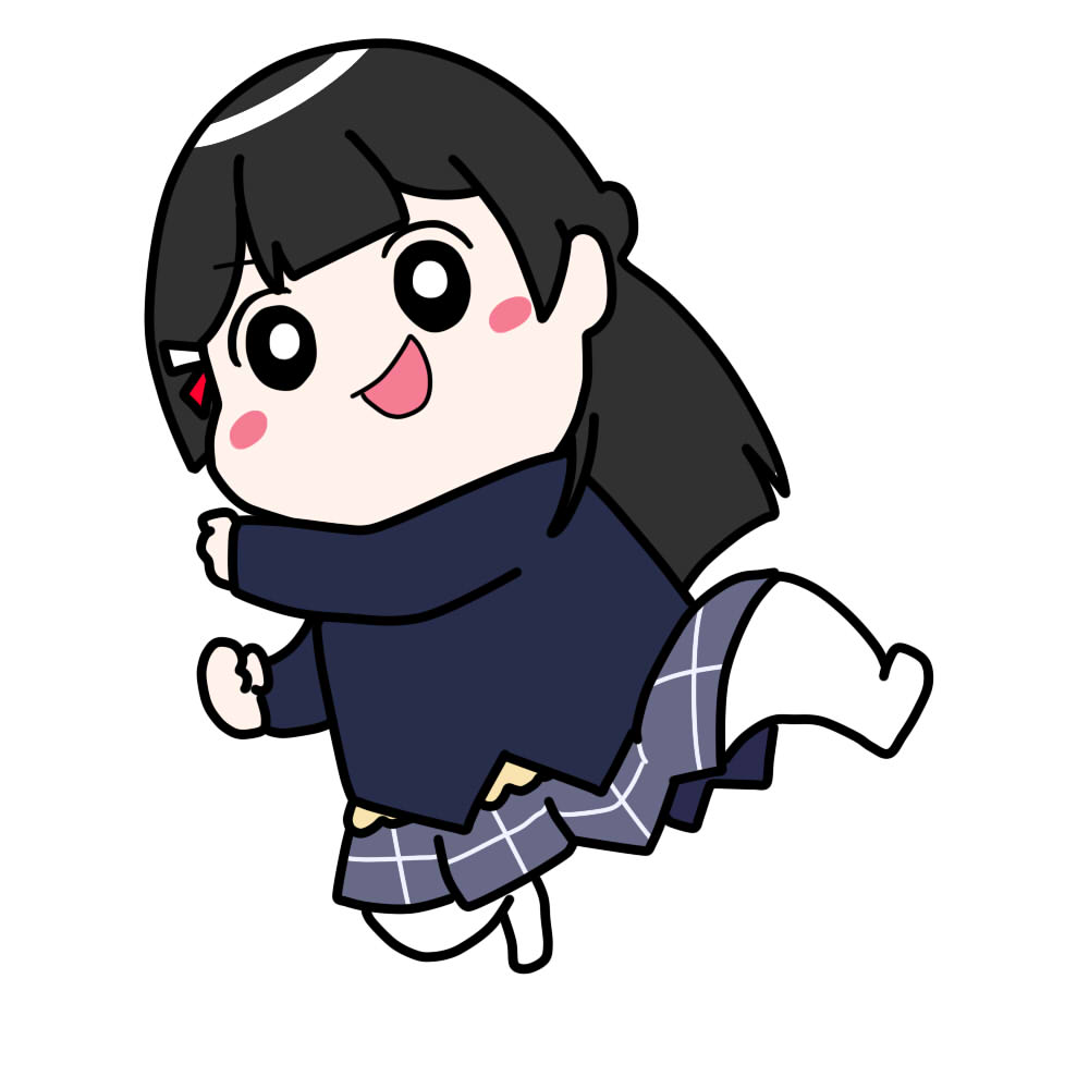 tsukino mito 1girl black hair skirt solo long hair white background smile  illustration images