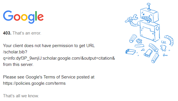 When you write on your dissertation so hard that Google shuts you down, thinking you are a robot because you export too many Bibtex citations. 
Shoutout to my annoyingly rational IT colleagues in the office who calmly offer solutions instead of whining with me.🙌😅 #Academia