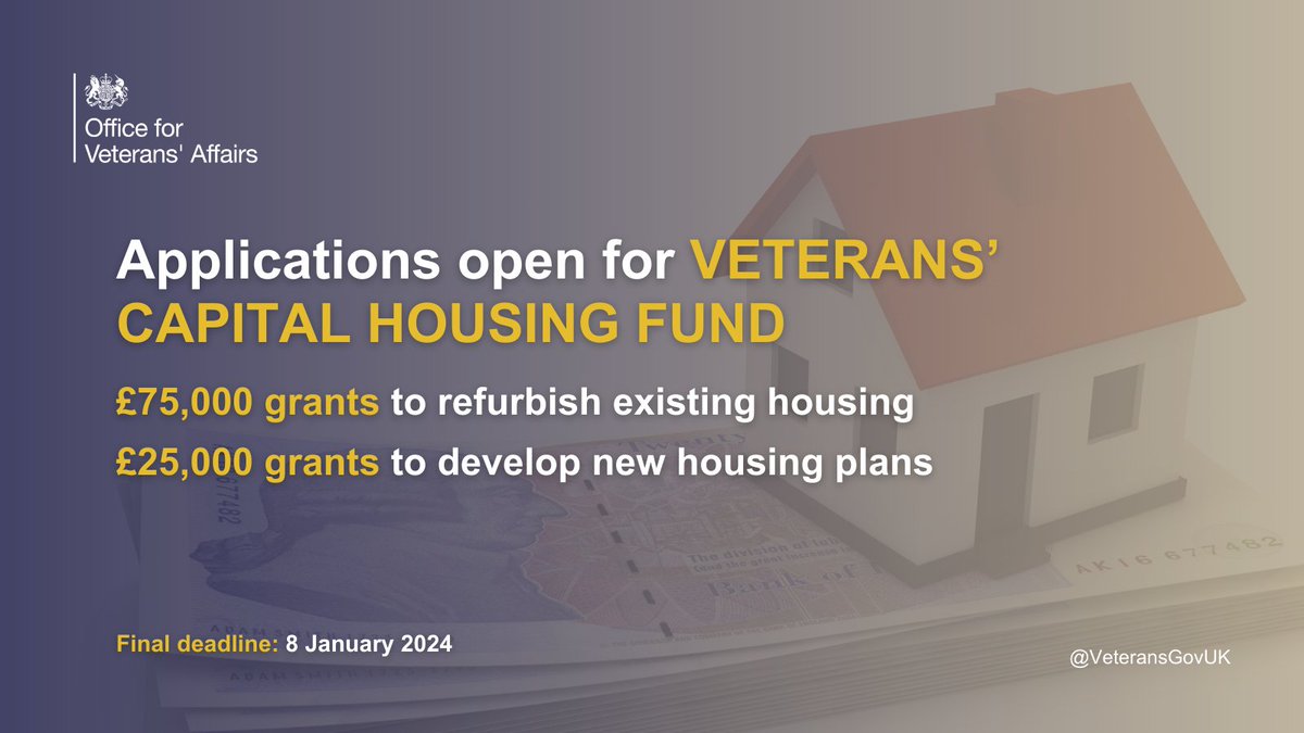 📢The OVA and @CovenantTrust have opened applications for the first tranche of the £20m Veterans' Capital Housing Fund, which will help us to end veteran rough sleeping. Details below 👇covenantfund.org.uk/programmes/