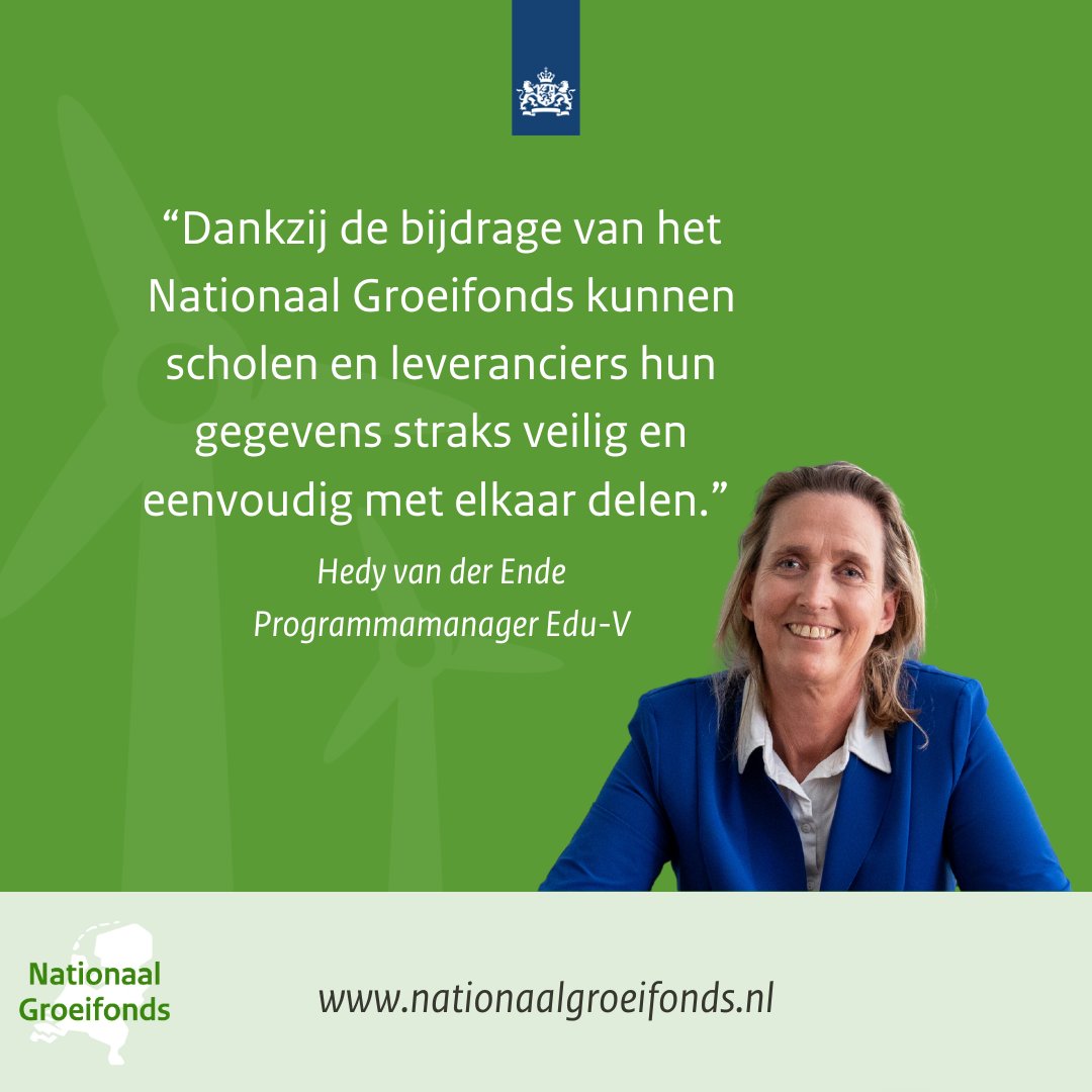 Een flexibeler en toekomstbestendig onderwijssysteem. Daaraan werkt Edu-V door afspraken te maken over het eenvoudig en veilig uitwisselen van digitale gegevens en het makkelijk gebruikmaken van digitale toepassingen.​

Laat je inspireren ⤵️
nationaalgroeifonds.nl/actueel/nieuws…