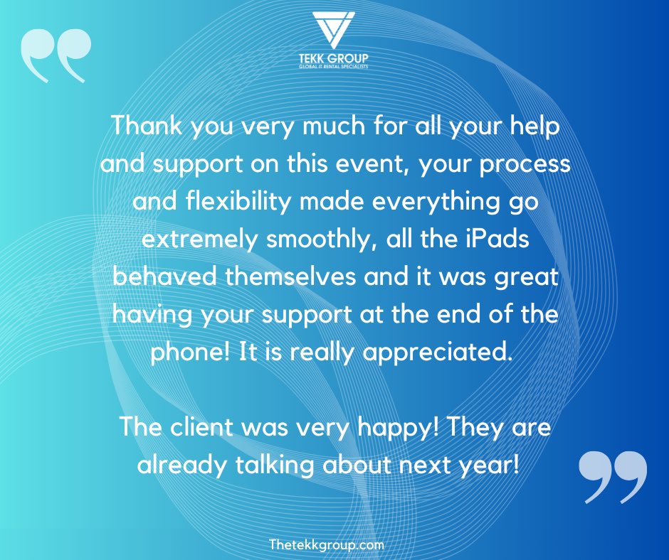 thetekkgroup's tweet image. Nothing beats the feeling of receiving positive feedback from a happy client. It fuels our motivation to keep delivering exceptional results! 💪 #ClientLove #FeedbackMatters #HappyCustomers #eventprofs #tuesdaymotivation