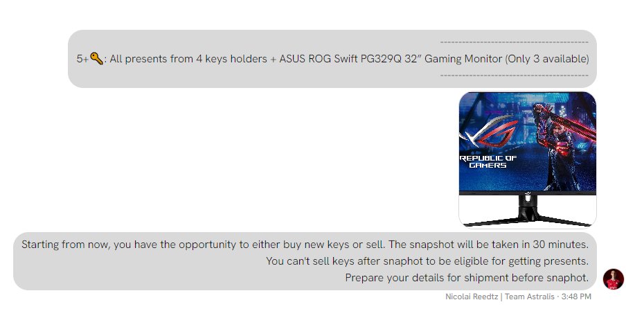 Presents reveal is here🎉🎉🎉
You still have time to buy keys before snapshot