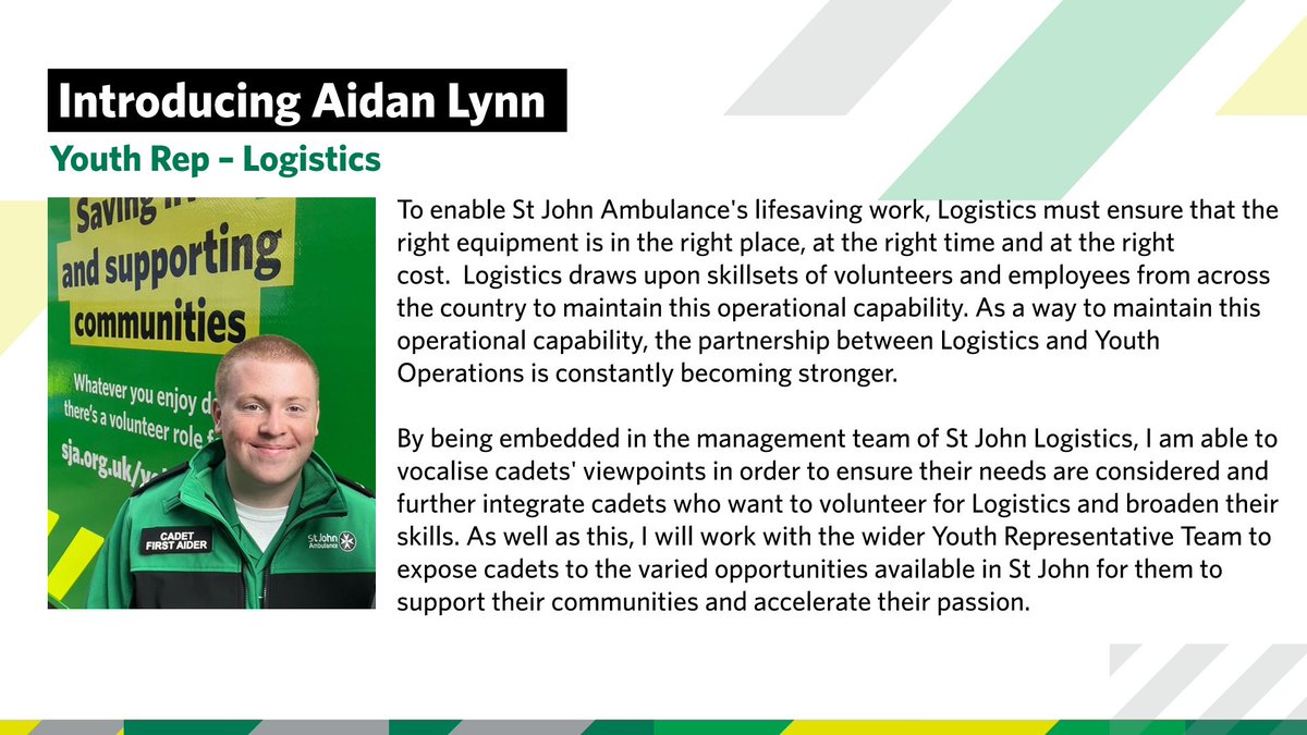 👀Introducing… Aidan Lynn (@aidanlynn448) Aidan joins us as the Youth Representative for @SJA_Logistics 👏 Welcome to the team, Aidan 🥳