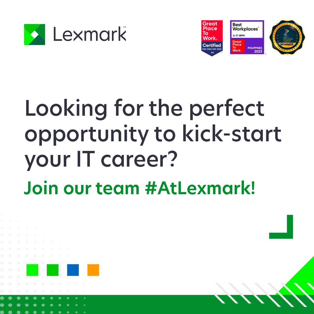 lexmarkcebu's tweet photo. Looking for growth in your career? Don't miss this chance to make a difference #AtLexmark. We are searching for professionals like YOU to fill these roles:

✅ Data Governance Analyst
✅ IT Security Analyst

Know more about these roles and apply here: https://t.co/HhXu95RTif https://t.co/RHWq6ecqTc