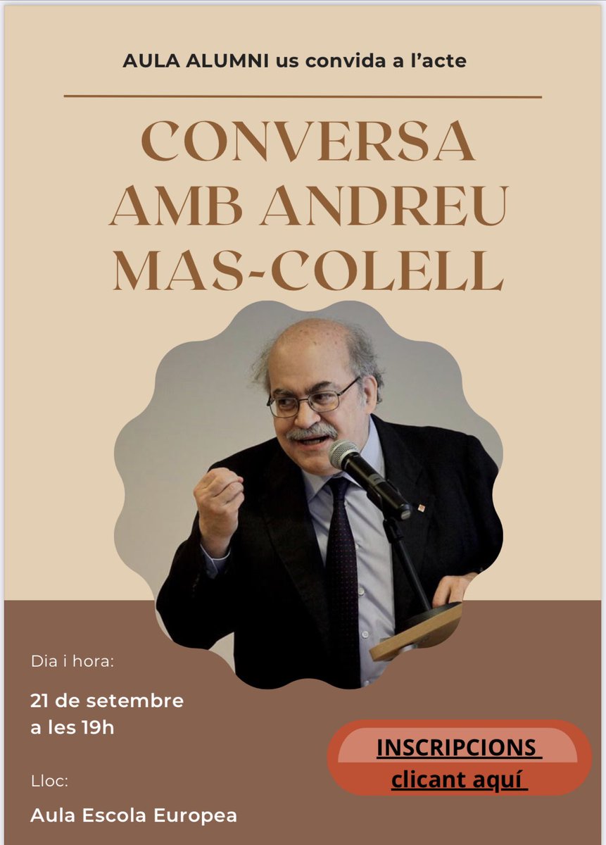 “En política no pots fer tot allò que vols”.

Nou cicle de converses <a href="/AulaAlumni/">Aula Alumni</a>. 

Parlarem amb Andreu Mas-Colell de tot allò que ja ha fet i de tot allò que encara li queda per fer.

“Els economistes servim per a tot”

Inscripcions obertes: docs.google.com/forms/d/e/1FAI…