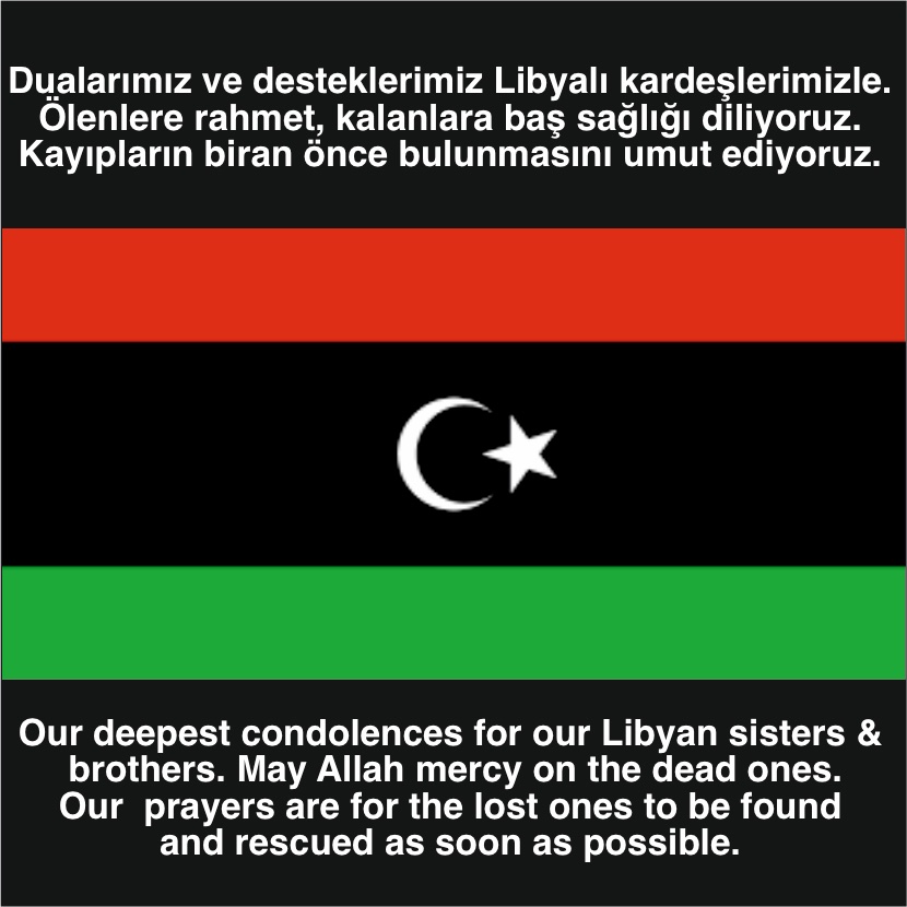 TroyFuar's tweet image. Dualarımız Libyalı kardeşlerimizle. Ölenlere rahmet, kalanlara baş sağlığı diliyoruz. Kayıpların biran önce bulunmasını umuyoruz.
Our deepest condolences for Libyans. May Allah mercy on the dead ones. Our prayers for lost ones to be found, rescued asap
#libya #storm #flood #derna