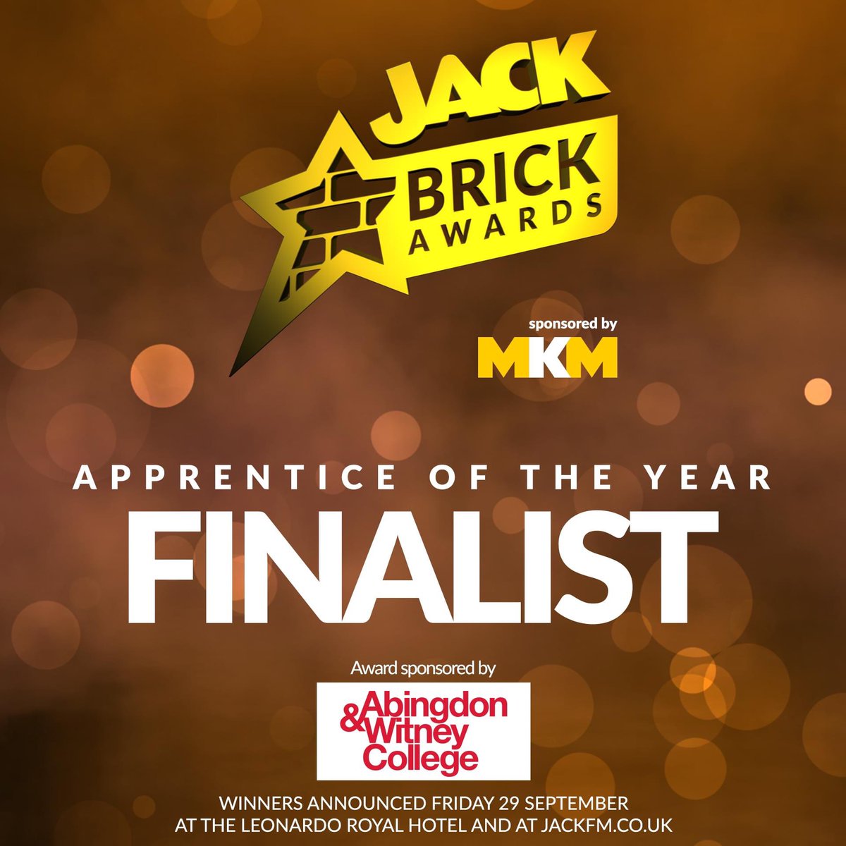 We are excited to share that both BOTH Cody Meakin of the Cardinal Property Group & Henry Fletcher of Parker Turnbull have been shortlisted as finalists for APPRENTICE OF THE YEAR at the @JACKfmOxford Brick Awards on Sept 29th. Congratulations gentlemen! #careersinconstruction