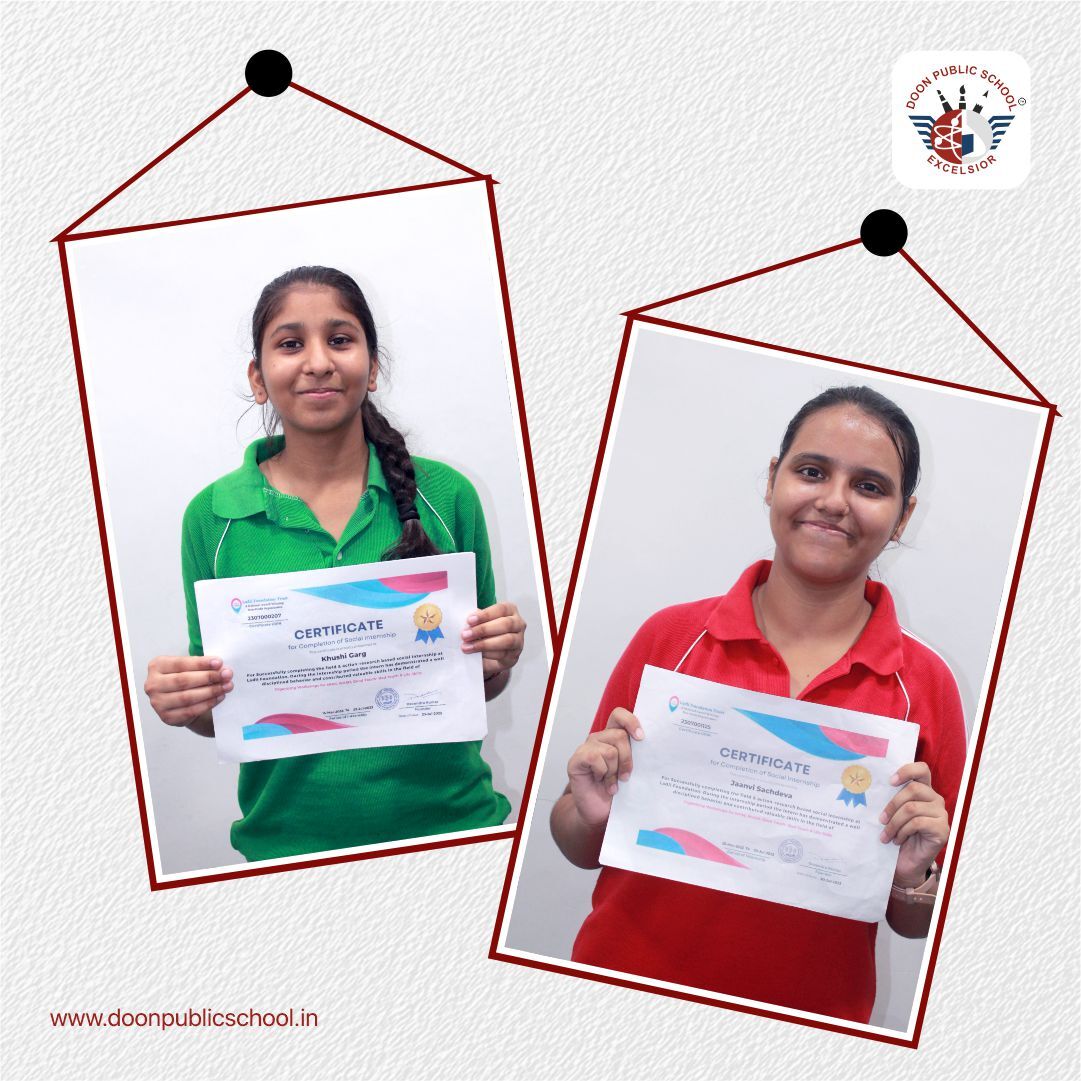 🌟 Empowered by the Ladli Foundation Social Internship, our Doonites  Khushi Garg, Jaanvi Sachdeva, Kundnika, and Heena Sharma learned, contributed, and made a difference. 🙌 

 #SocialImpact #InternshipJourney #CompassionInAction  #DoonPublicSchool #delhischools
