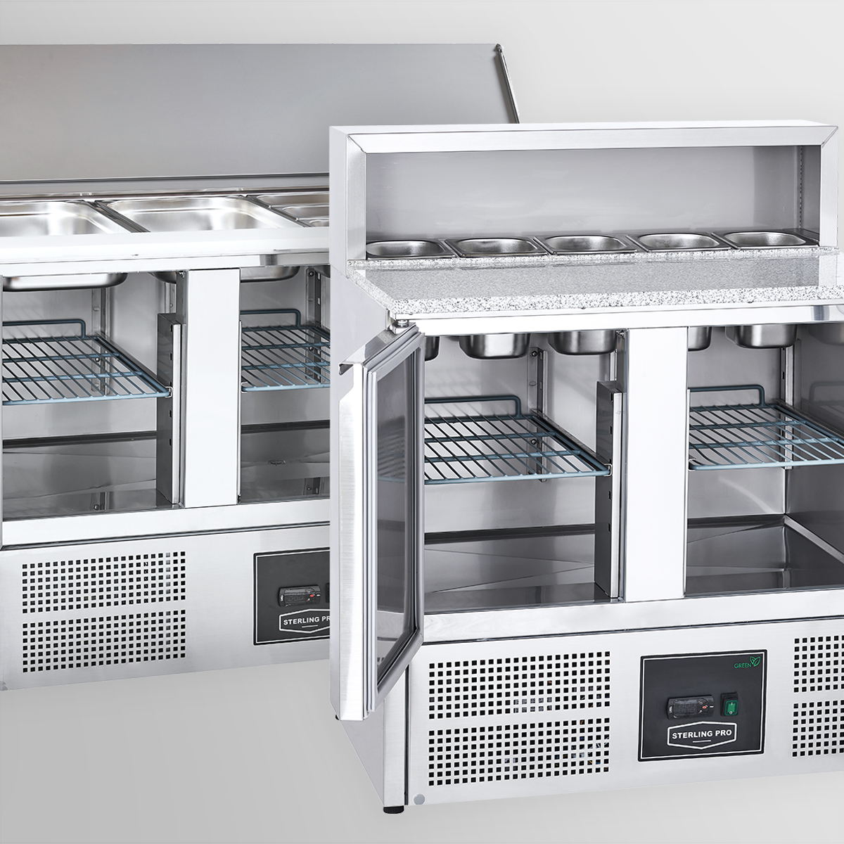 SterlingProUK's tweet image. 🍕🥗 Offering capacities from 240 to 615 Litres, our extensive line-up of pizza prep &amp;amp; saladette counters boasts a range of features, including granite tops, gastronorm pans, splashbacks, chopping boards, &amp;amp; Stainless Steel exteriors.

📖 Learn more: eu1.hubs.ly/H05hT6j0