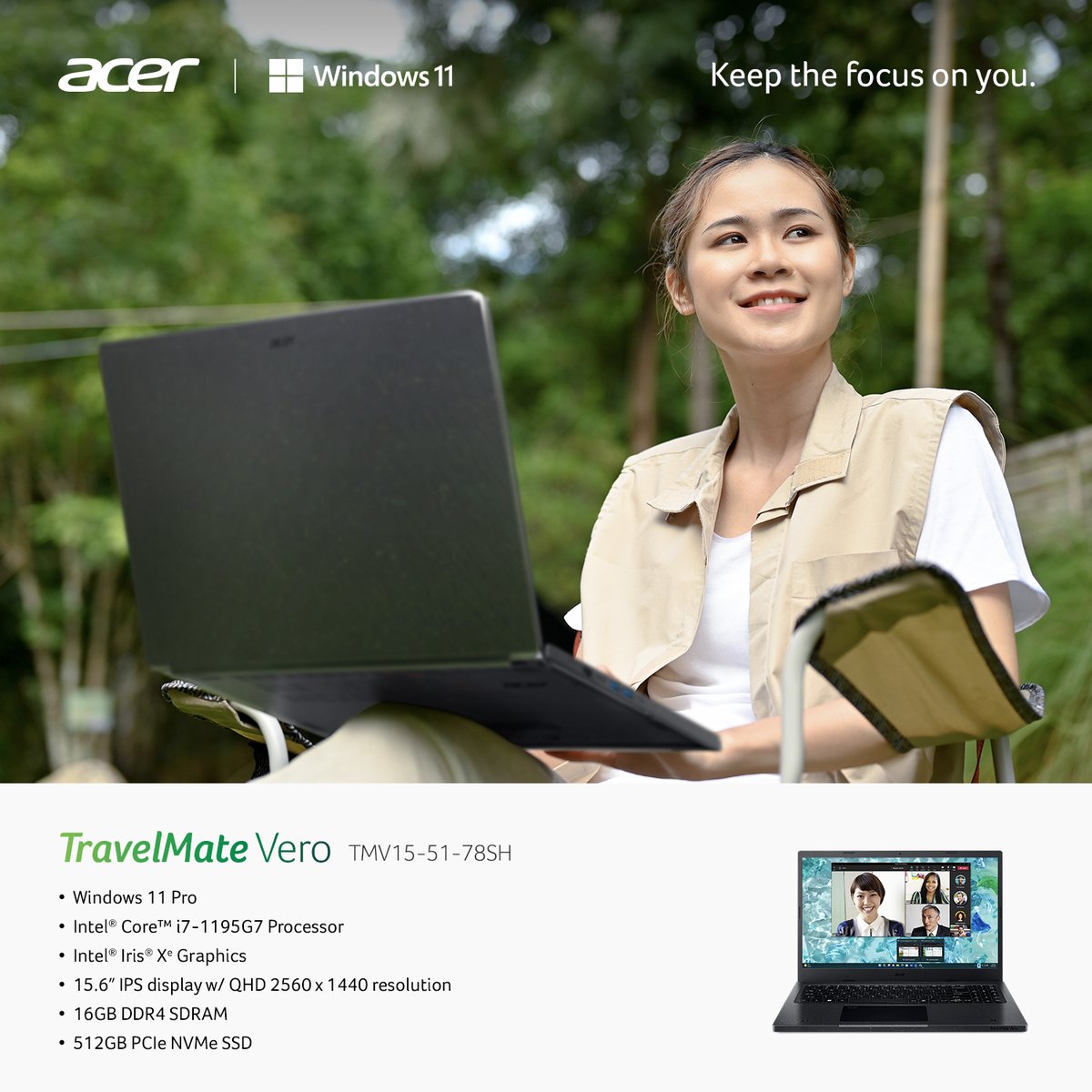 AcerPhils's tweet photo. Where efficiency and sustainability coexist.
The TravelMate Vero #GreenPC leverages on #Windows11Pro and its VeroSense™ technology to enhance your daily productivity while reducing environmental impact. https://t.co/xcX2aCEiLZ