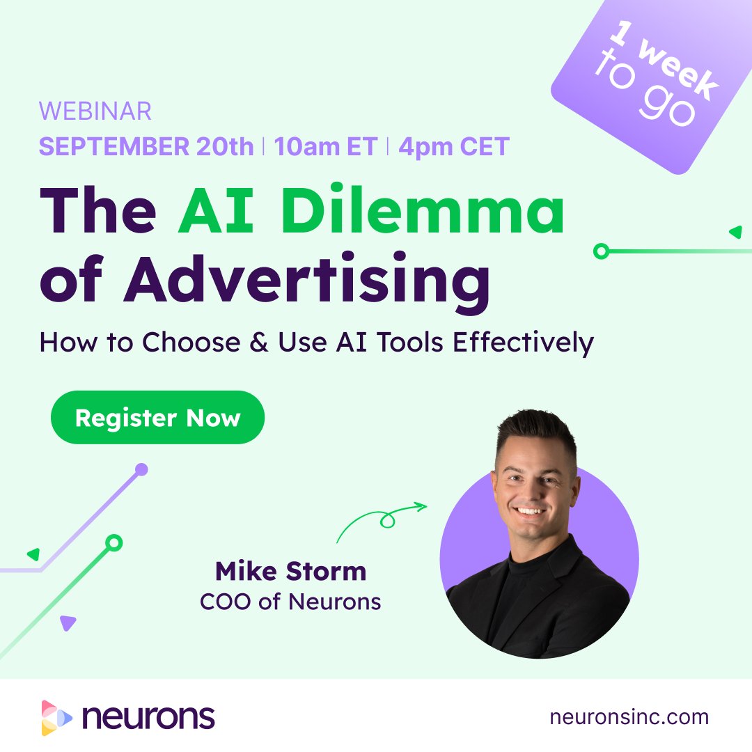 In just one week, we’ll clear the path to empower your teams 𝗔𝗡𝗗 streamline your advertising with AI. 
📍 Save your spot here: bit.ly/3QX5AnR  
#futuretech #neuromarketing #predictiveAI #AImarketing