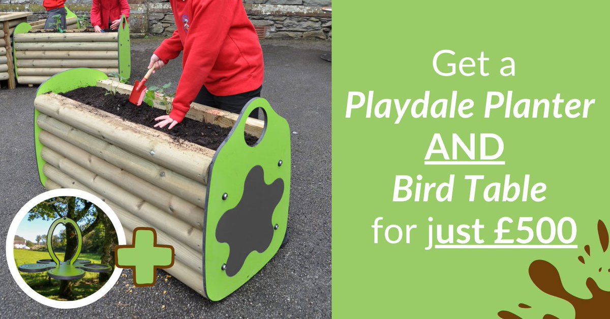 🌿Unlock the magic of #environmentalplay at your school playground! Save big on #playground planters this academic year. Get a FREE Large Hanging Bird Table with your purchase of a Planter (with chalkboard & wheels) or any Environmental Play products in our latest