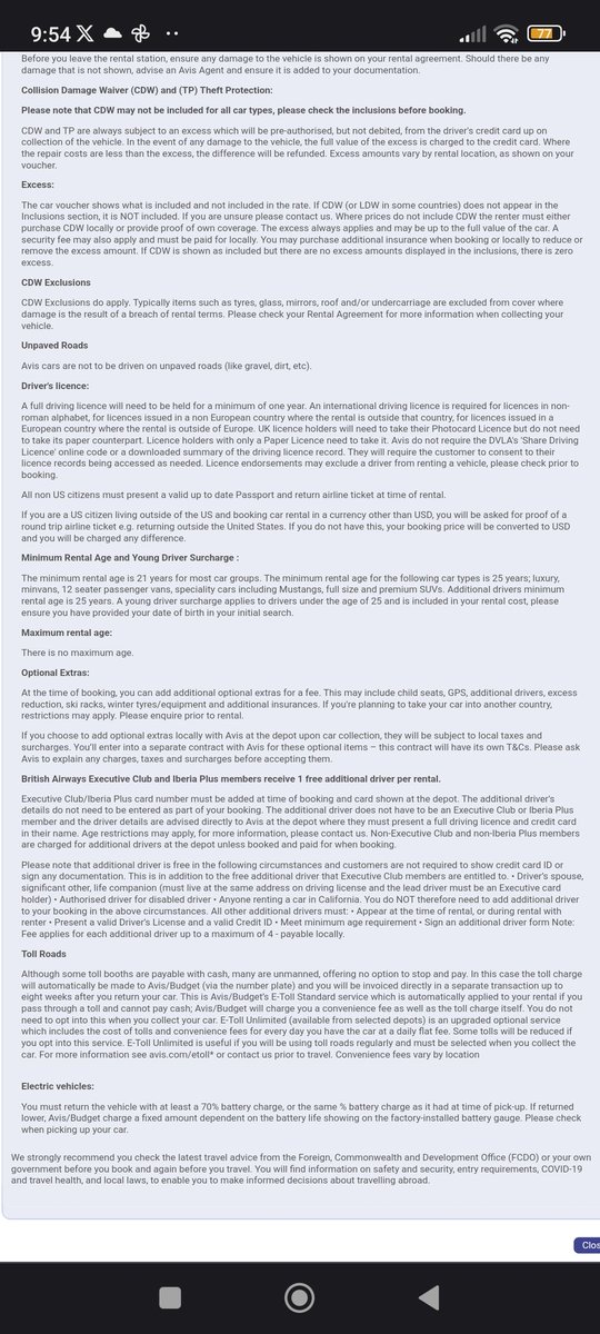 ThorstenGailing's tweet photo. @British_Airways Hi. How do you work out car rental insurance excess? Your booking process explains it but doesn't give the amount or option to waive any excess. See attached. Can you please help? Thank you 😊 https://t.co/ZZ5mMet7qE