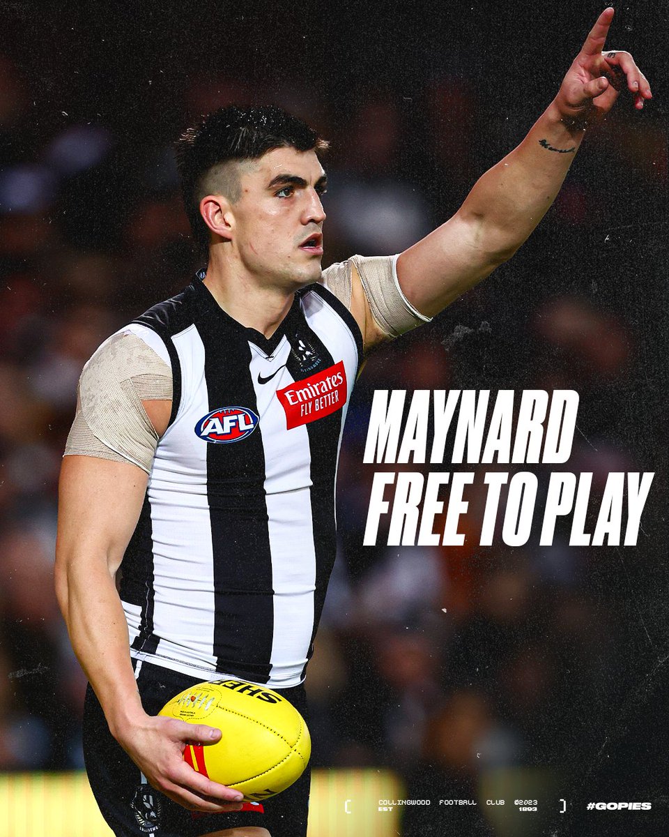 The AFL Tribunal has cleared Brayden Maynard and, as a result, he will be available for our Preliminary Final clash.
 
Our thoughts remain with Angus Brayshaw and his family - we wish him a speedy and complete recovery.