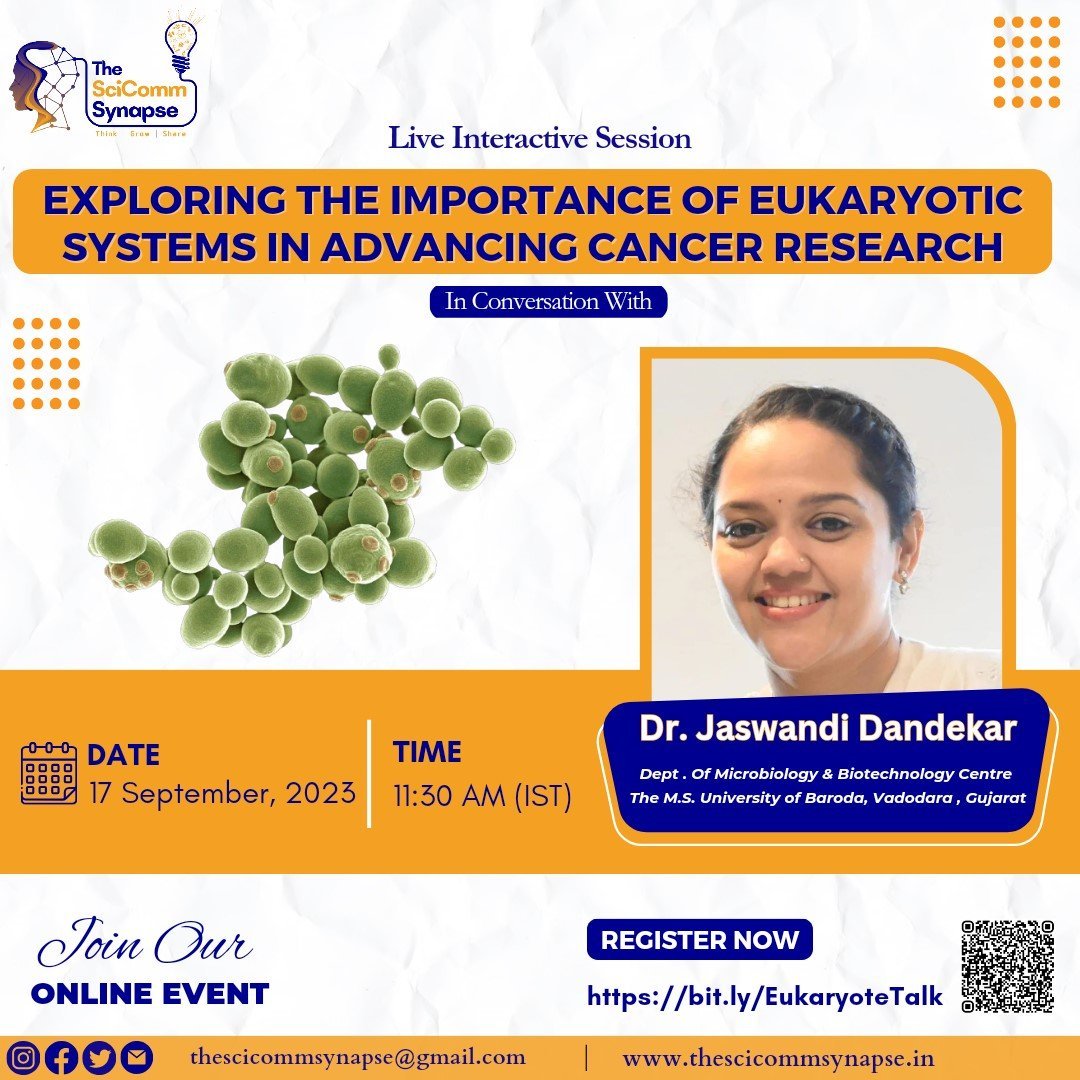 Sci_community_'s tweet photo. Come, join us for our next event on
EXPLORING THE IMPORTANCE OF EUKARYOTIC SYSTEMS IN ADVANCING CANCER RESEARCH 👩🔬
- A talk by Dr Jaswandi Dandekar🌟
✨Do register for the event - https://t.co/cjEcUAsbNr✨
@AcademicChatter @Sci_Rio @IndiaBioscience
@VoicesofIndAcad @PopSci https://t.co/dNj3z2BFxk
