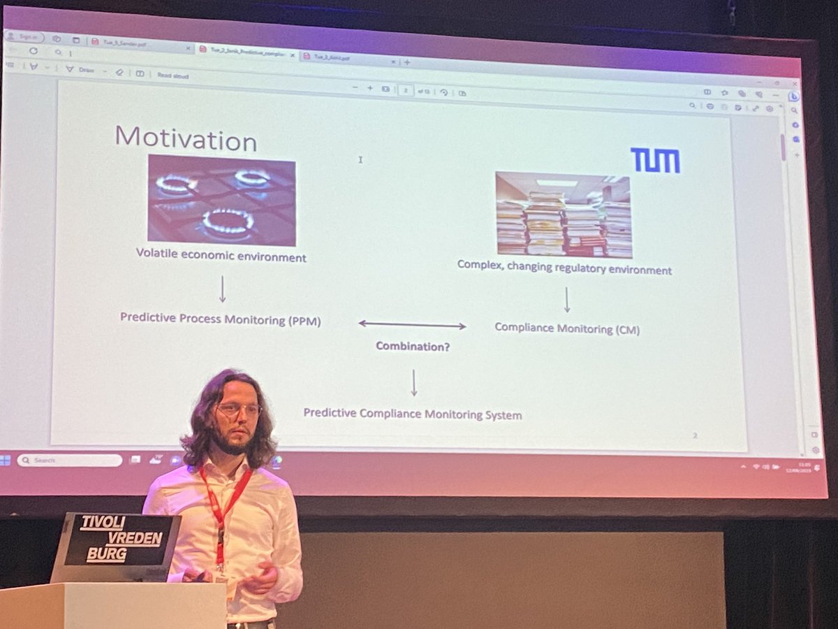 Stefanie Rinderle-Ma (@srinderlema) on Twitter photo Janik presenting our journal first contribution on Predictive Compliance Monitoring Systems at <a href="/BPMConf/">BPM Conference</a> #BPM2023 <a href="/WinterKaro/">Karolin Winter</a>
doi.org/10.1016/j.is.2… Janik presenting our journal first contribution on Predictive Compliance Monitoring Systems at <a href="/BPMConf/">BPM Conference</a> #BPM2023 <a href="/WinterKaro/">Karolin Winter</a>
doi.org/10.1016/j.is.2…